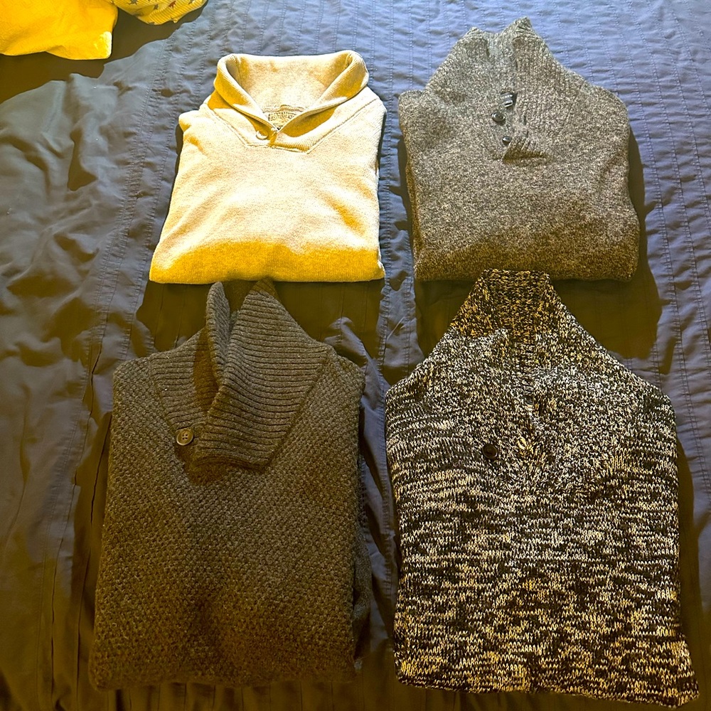 Men’s cowl neck sweaters.